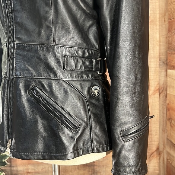 TAURUS Black Canadian Genuine Leather Quilted Liner Zippers Moto Coat - Picture 4 of 16